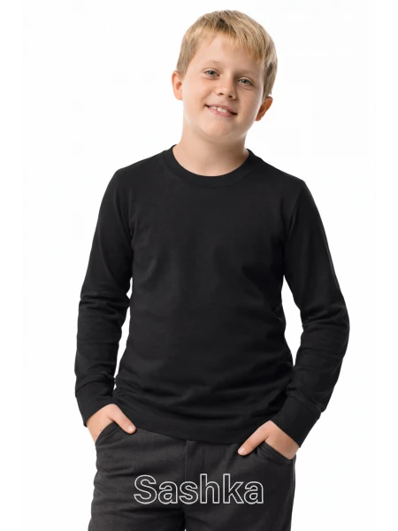 Лонгслів  для хлопчика Sashka трикотажний чорний, розмір 104-176